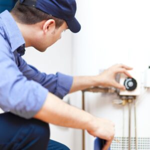 plumber with water heater