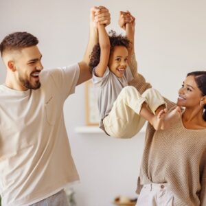 happy family in home