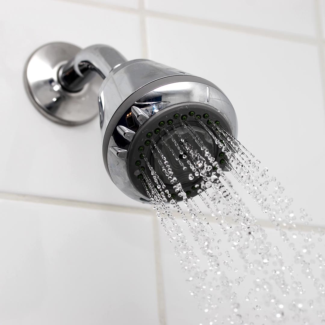 running water from a showerhead