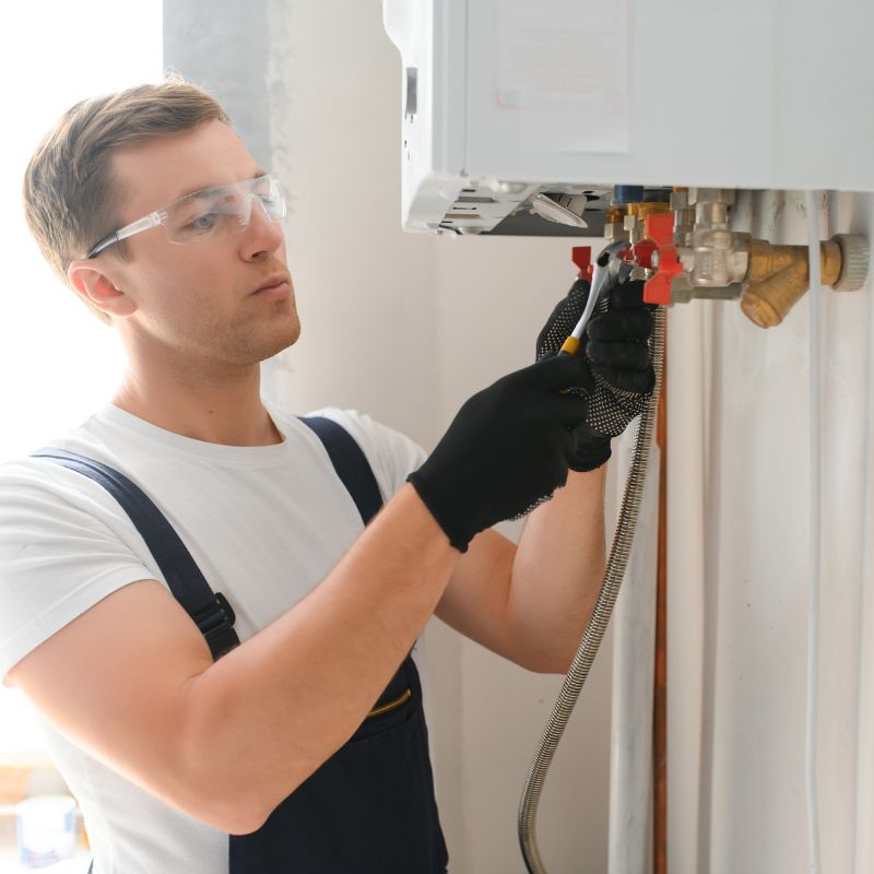 a man adjusting the tubes on a boiler