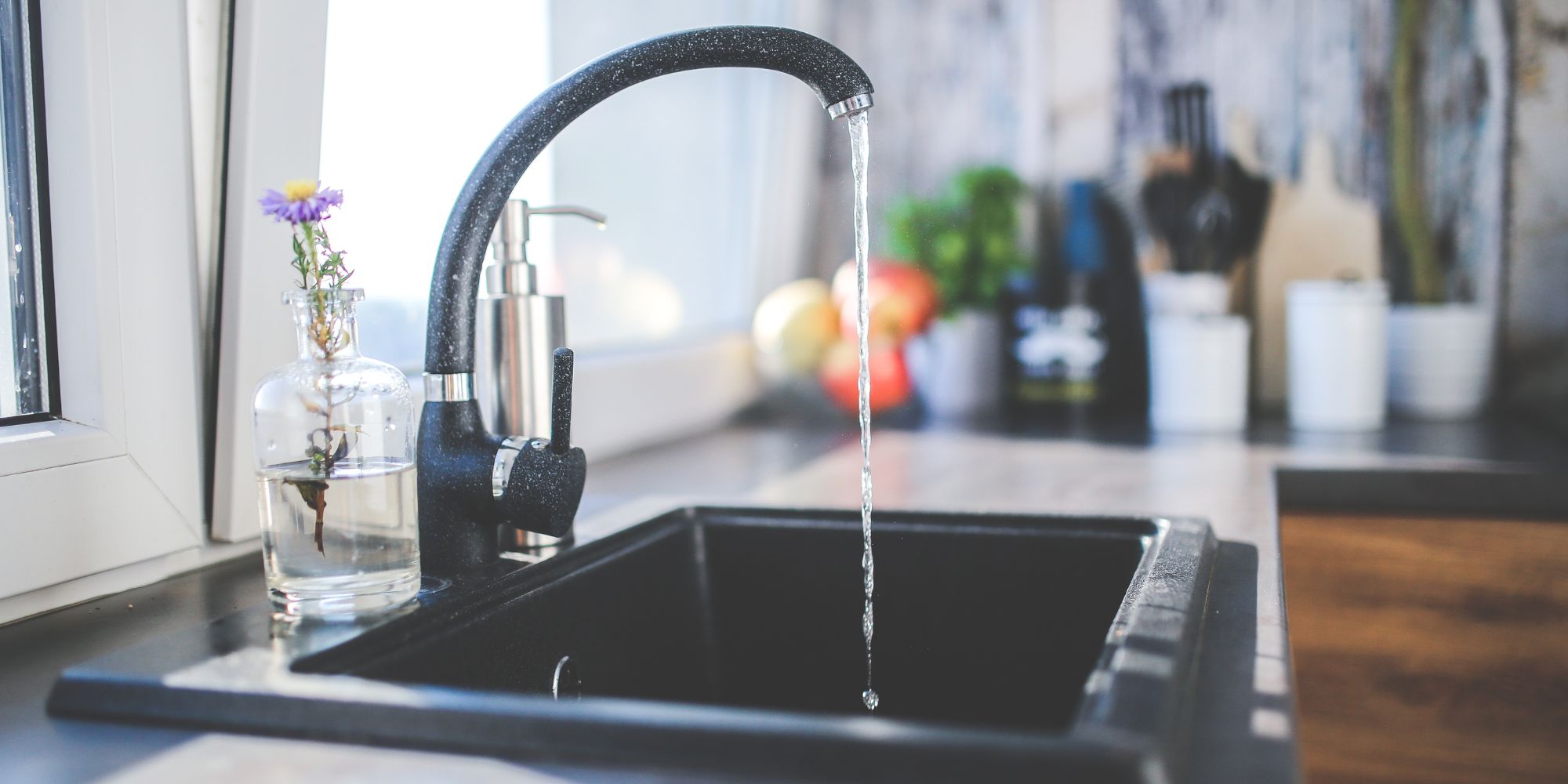 water coming out of a faucet