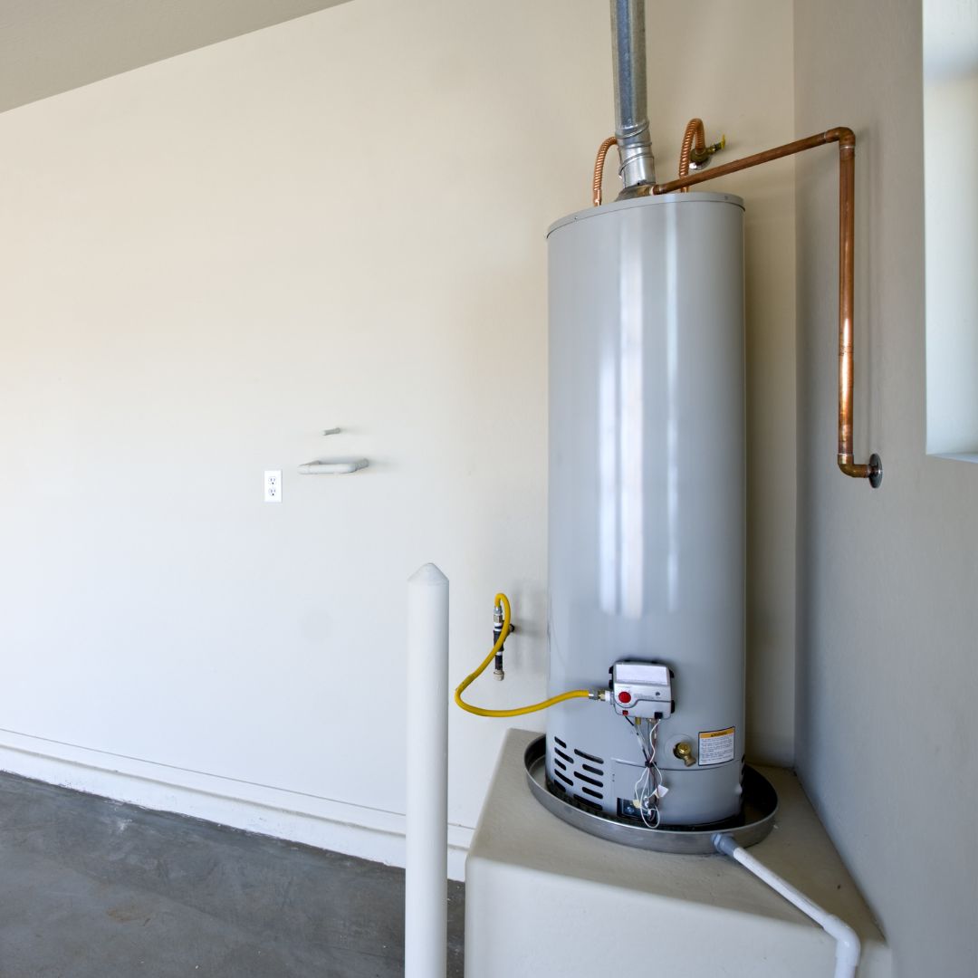 a water heater in a corner