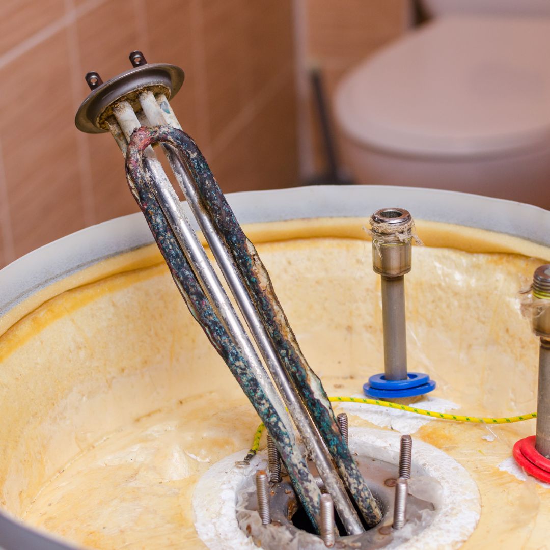 a water heater with buildup