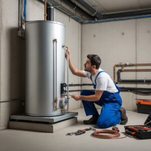 Technician looking at tanker